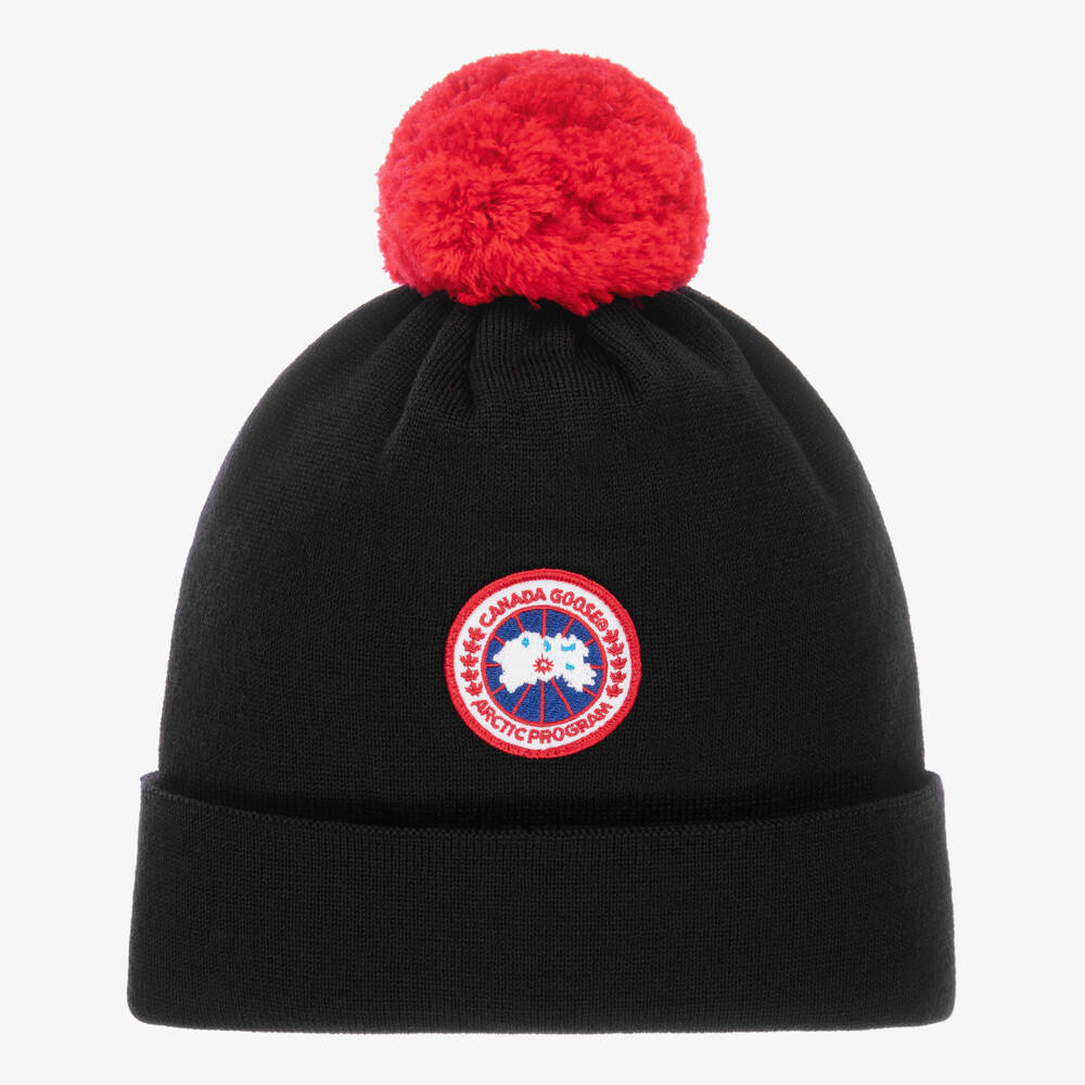 Canada Goose-Black Merino Wool Pom-Pom Hat | Childrensalon Outlet