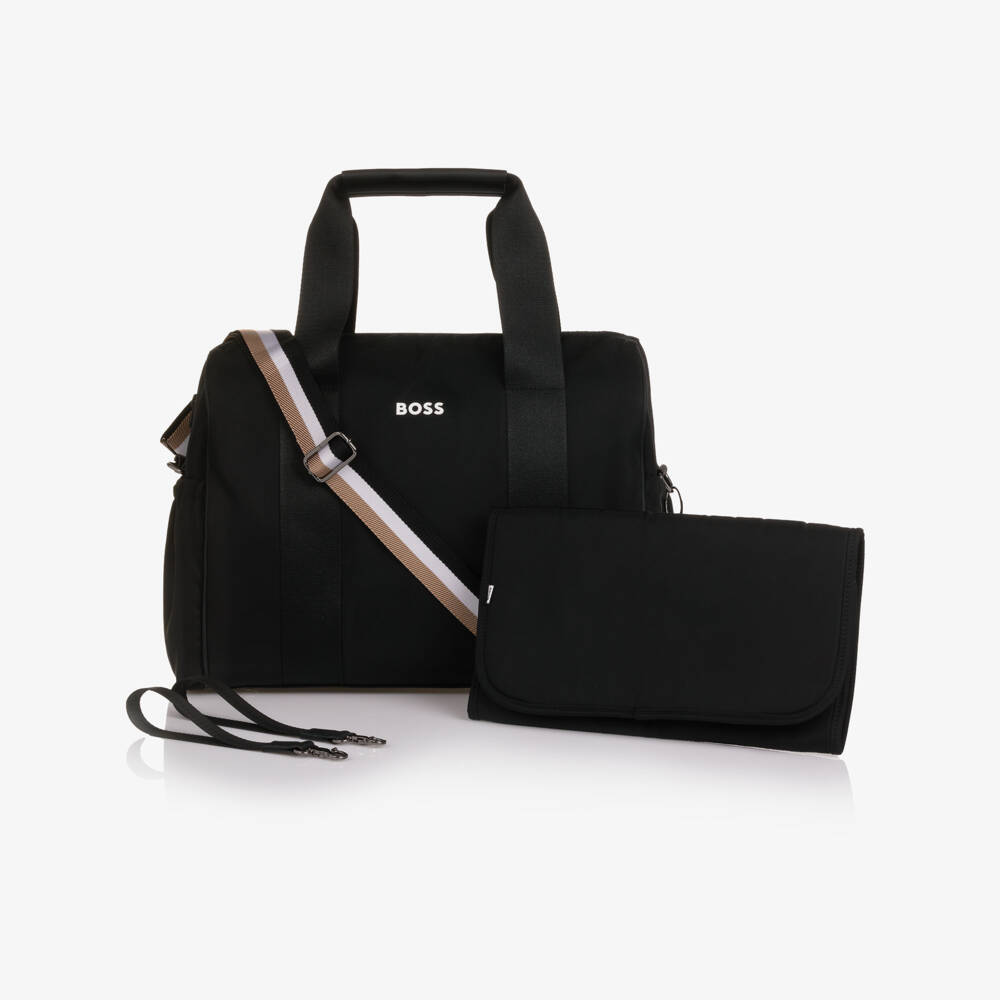 BOSS-Black Overnight Changing Bag with Logo Strap (38cm) | Childrensalon Outlet