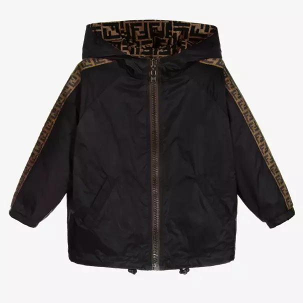Fendi-Black Reversible FF Windbreaker Jacket | Childrensalon Outlet