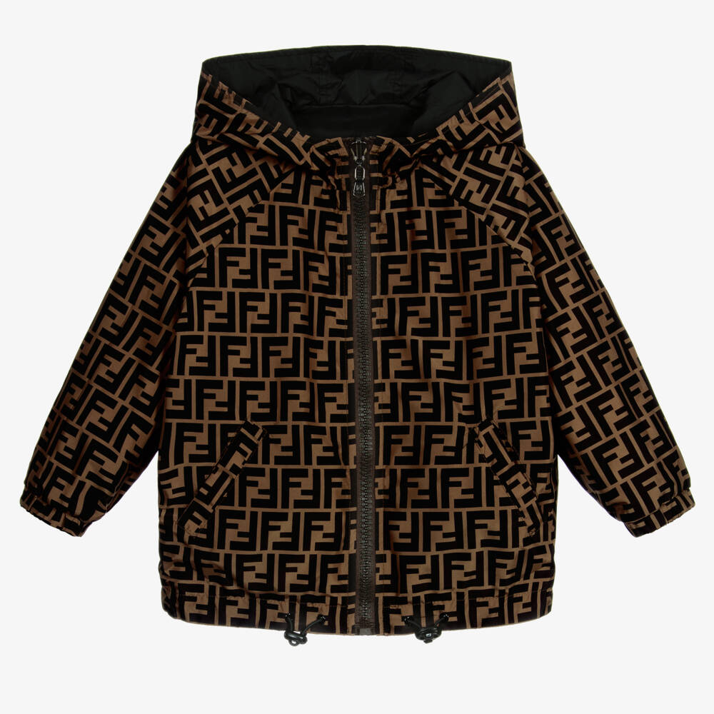 Fendi-Black Reversible FF Windbreaker Jacket | Childrensalon Outlet