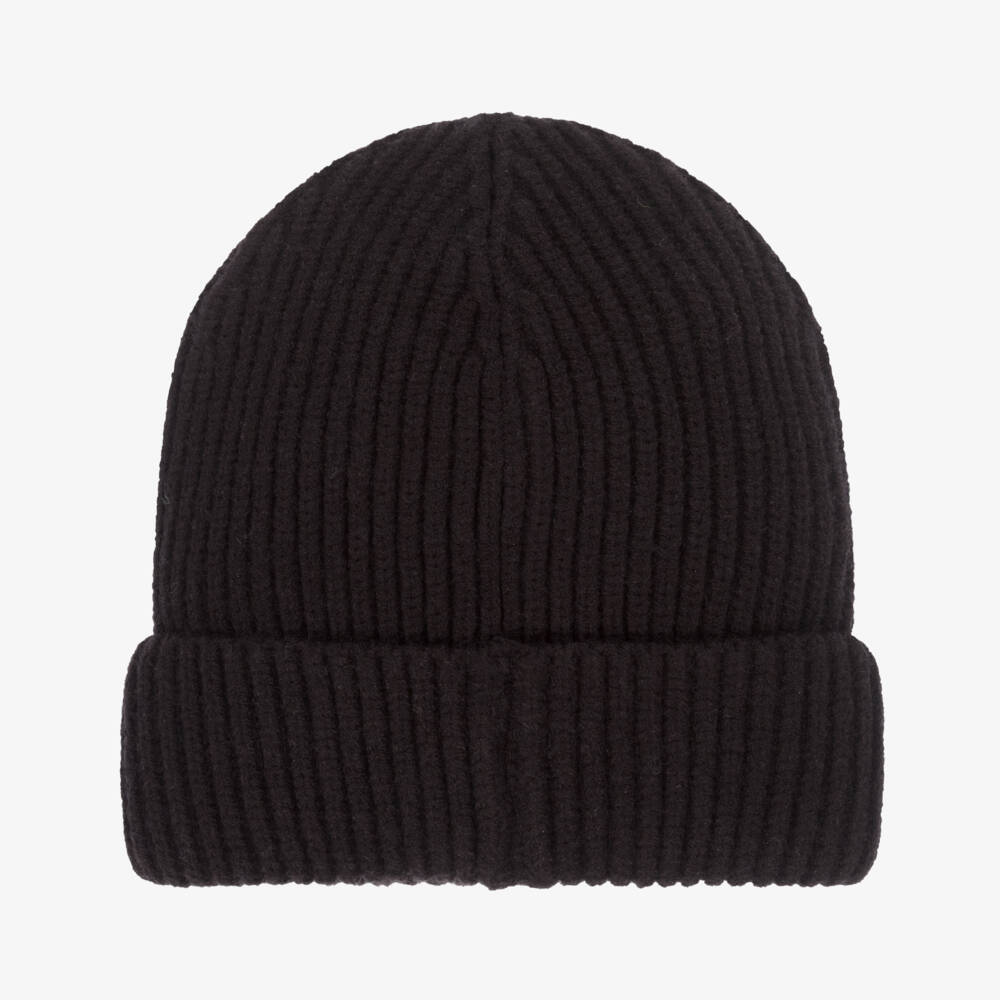BOSS-Black Ribbed Knit Beanie Hat | Childrensalon Outlet