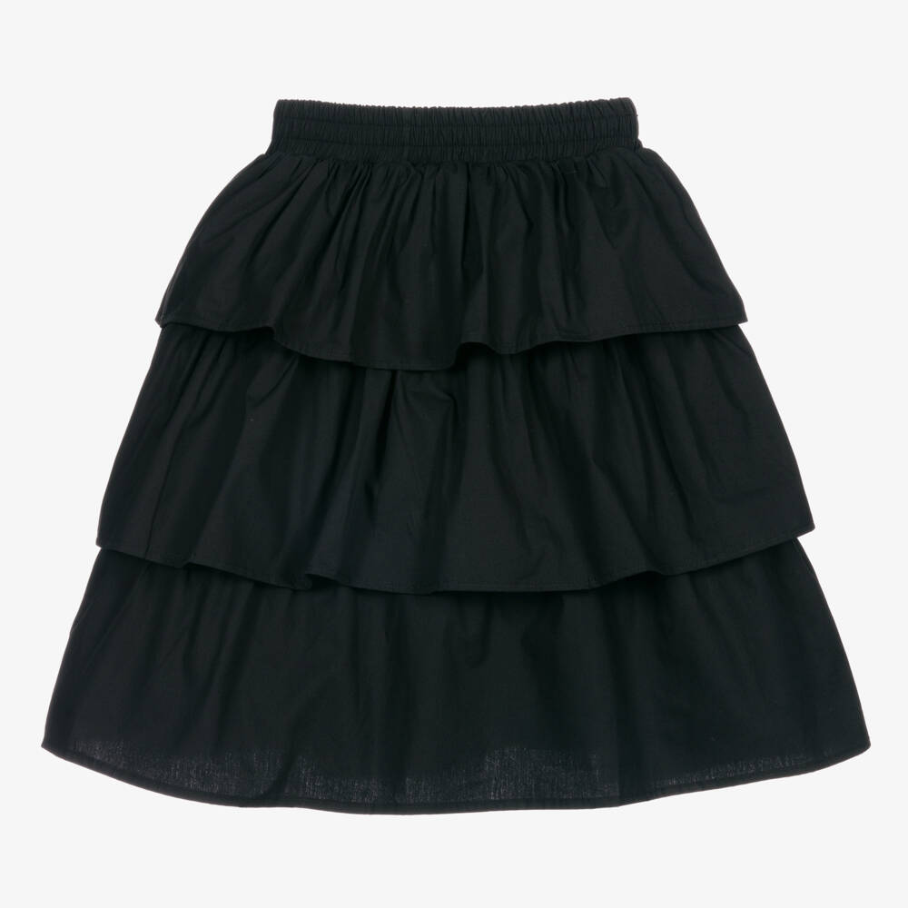 The Tiny Universe-Black Ruffled Cotton Skirt | Childrensalon Outlet