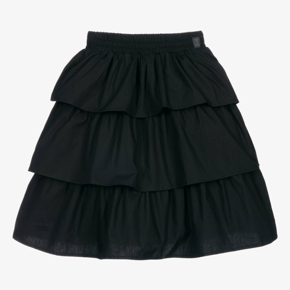 The Tiny Universe-Black Ruffled Cotton Skirt | Childrensalon Outlet