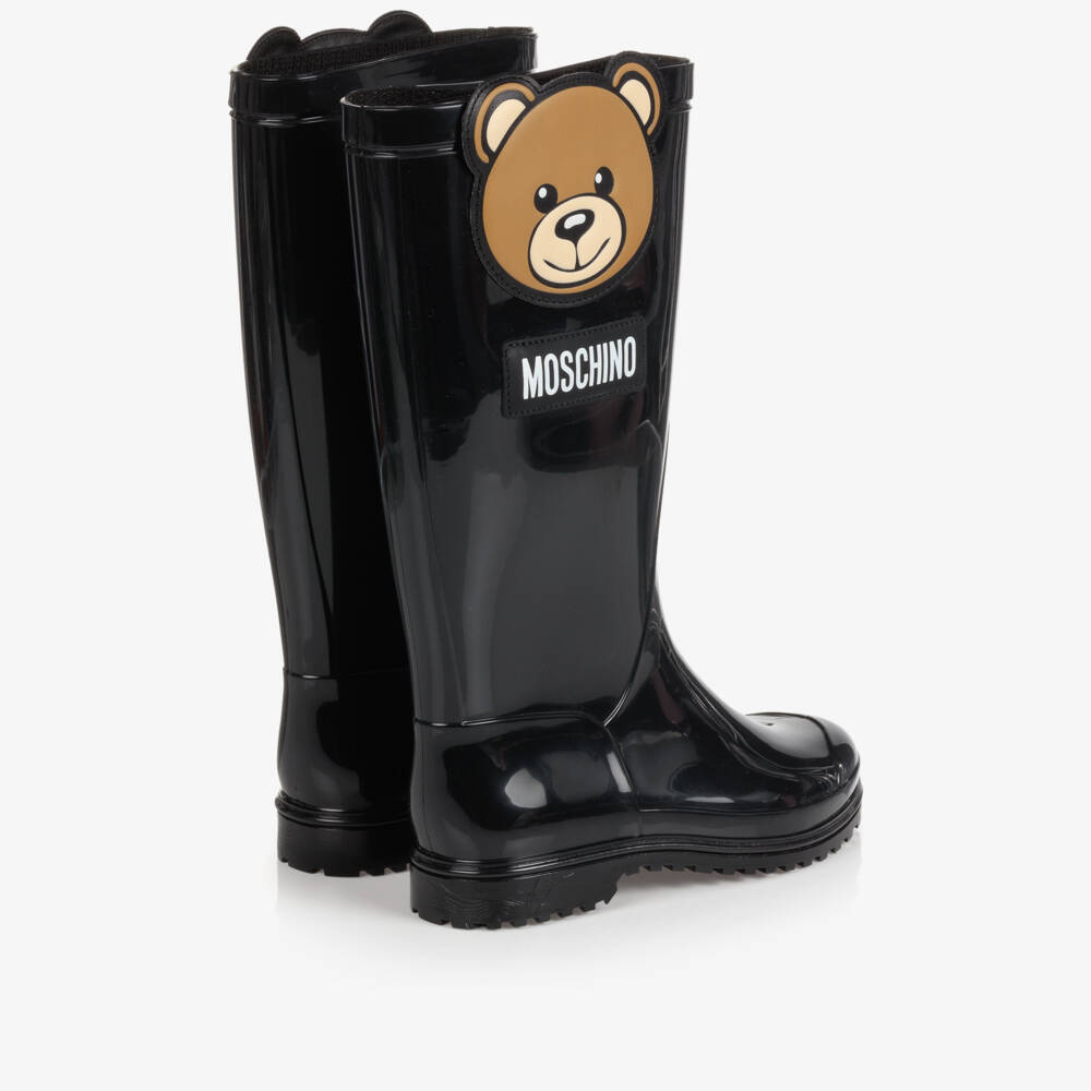 Moschino Kid-Teen-Black Teddy Bear Rain Boots | Childrensalon Outlet