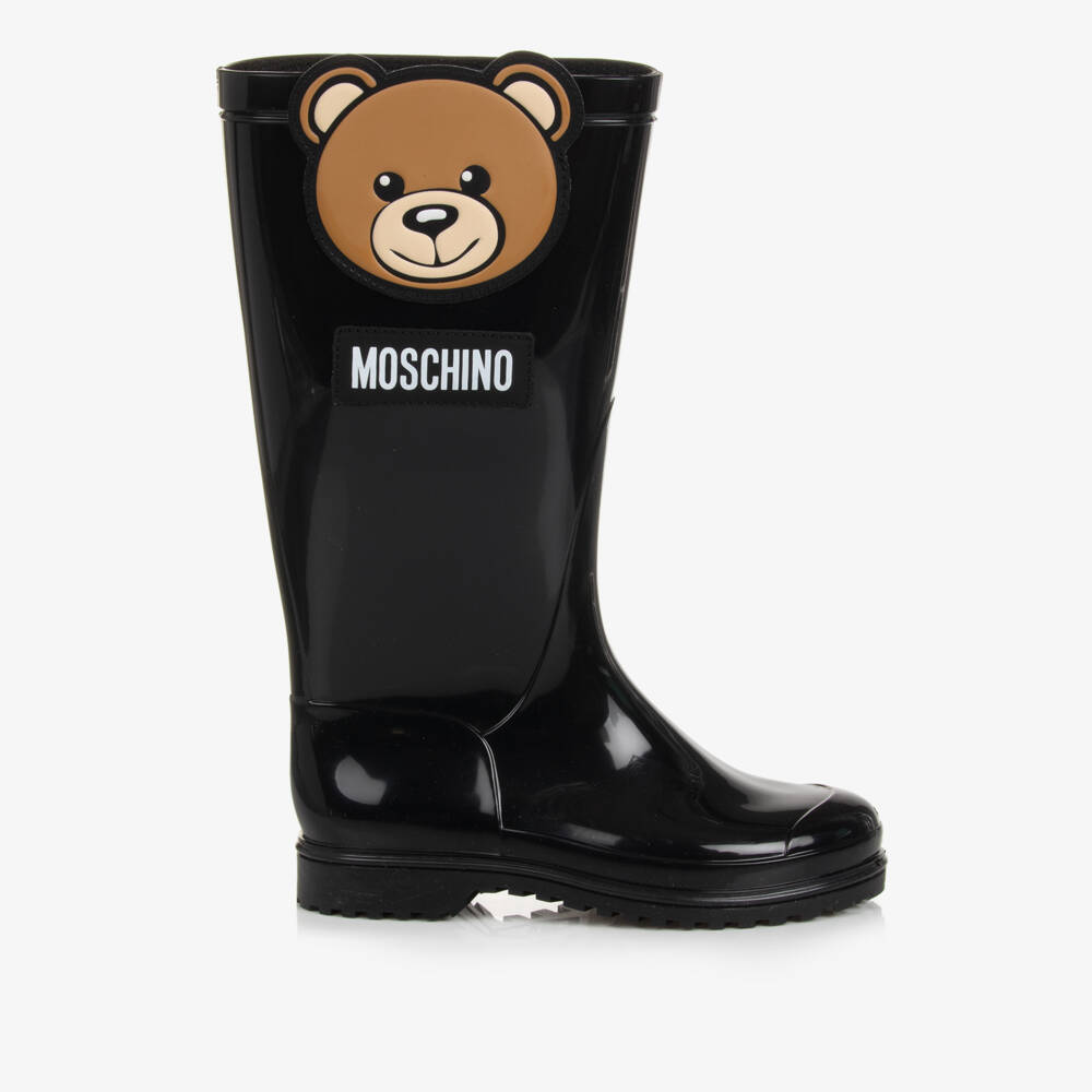 Moschino Kid-Teen-Black Teddy Bear Rain Boots | Childrensalon Outlet