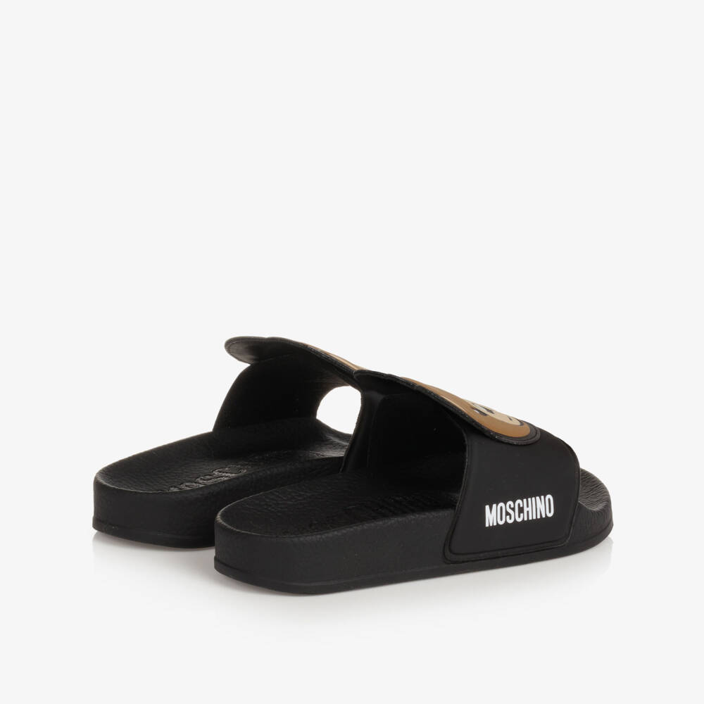 Moschino-Black Teddy Bear Sliders | Childrensalon Outlet