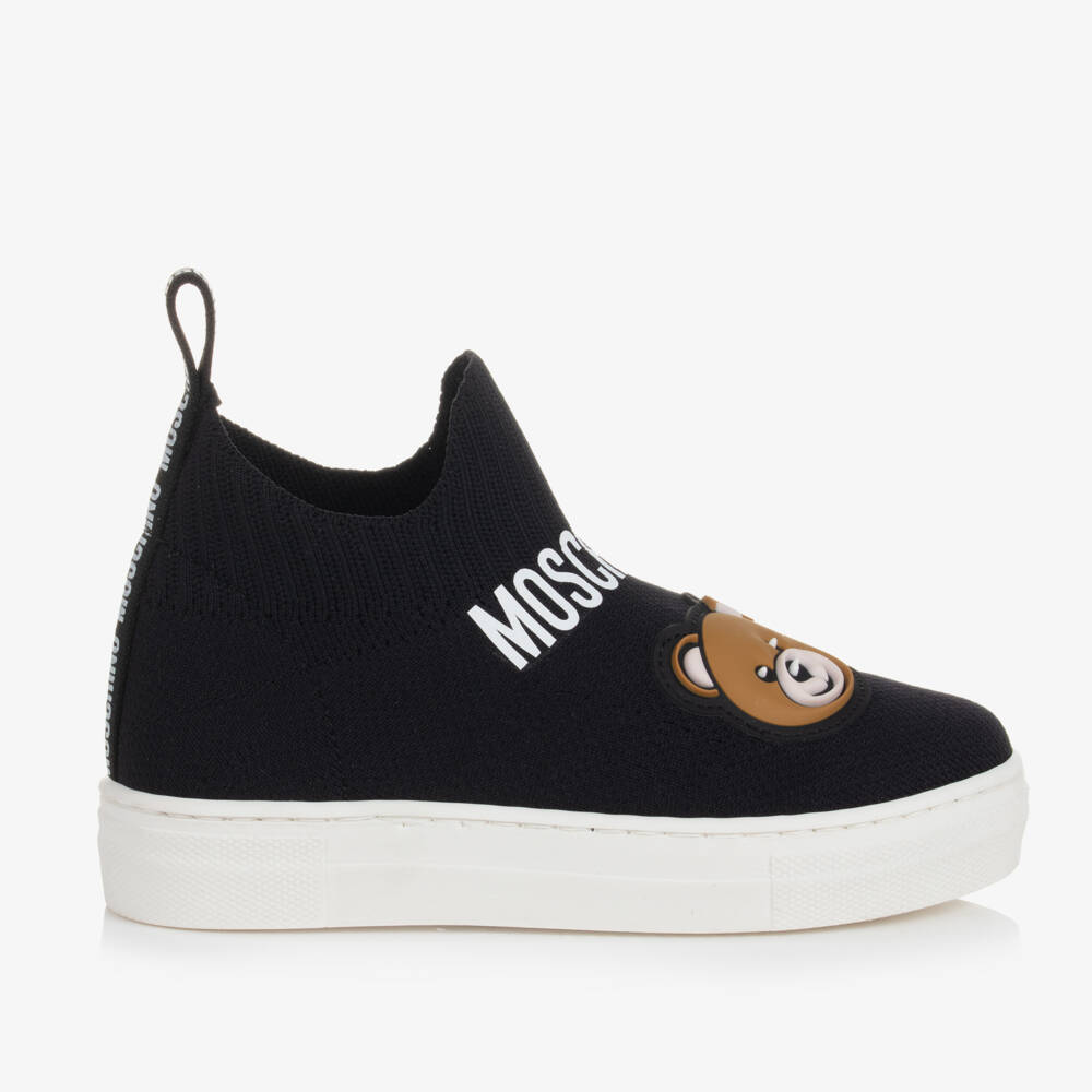 Moschino Кид-Тин-Black Teddy Bear Sock Trainers | Childrensalon Outlet