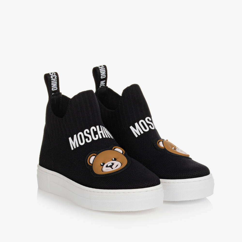 Moschino Кид-Тин-Black Teddy Bear Sock Trainers | Childrensalon Outlet
