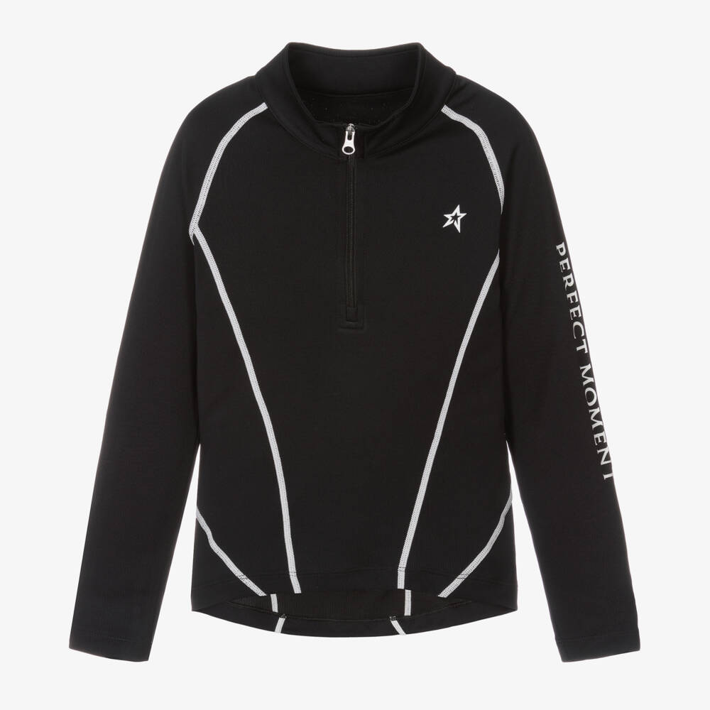 Perfect Moment-Black Thermal Base Layer Half-Zip Top | Childrensalon Outlet