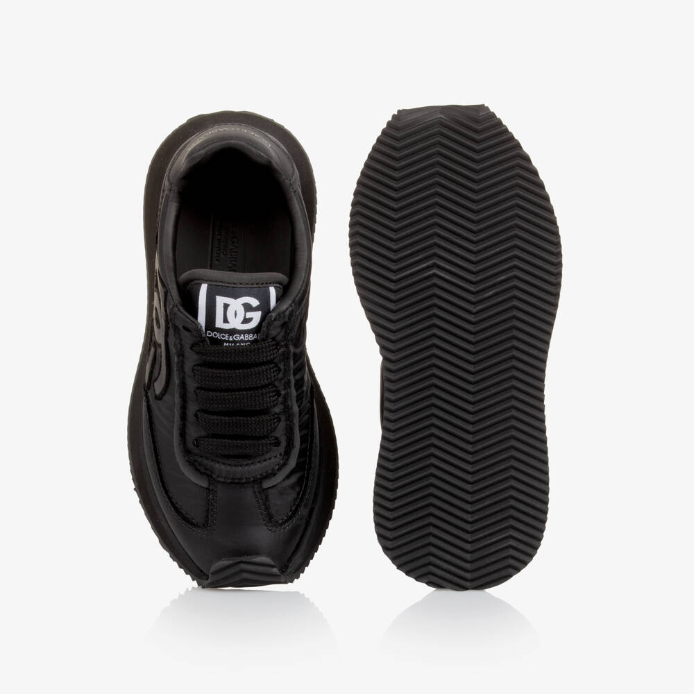 Dolce & Gabbana-Black Tonal DG Logo Lace-Up Trainers | Childrensalon Outlet
