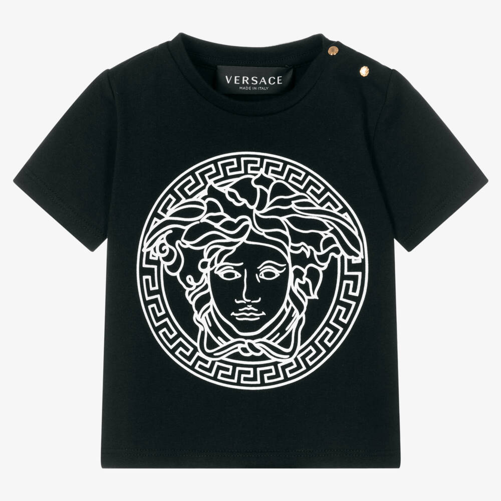 Versace-Black & White Medusa Baby T-Shirt | Childrensalon Outlet