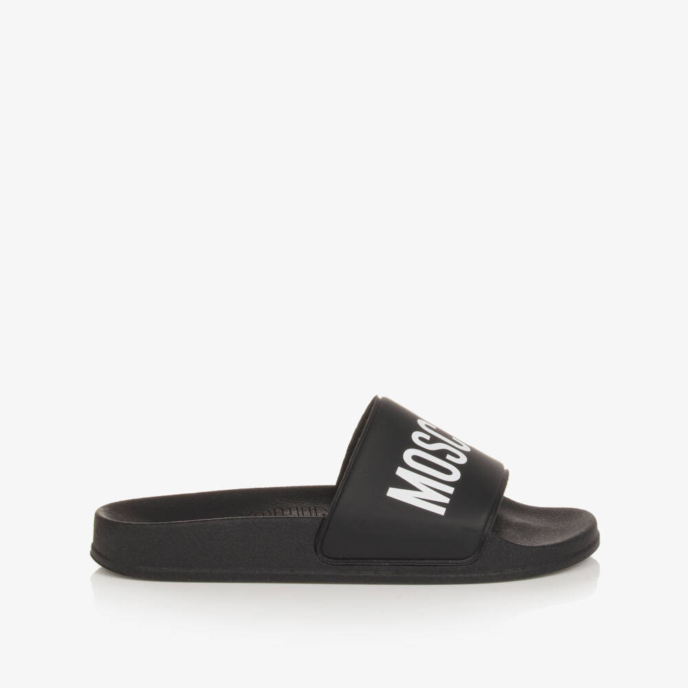 Moschino-Black & White Moschino Logo Sliders | Childrensalon Outlet
