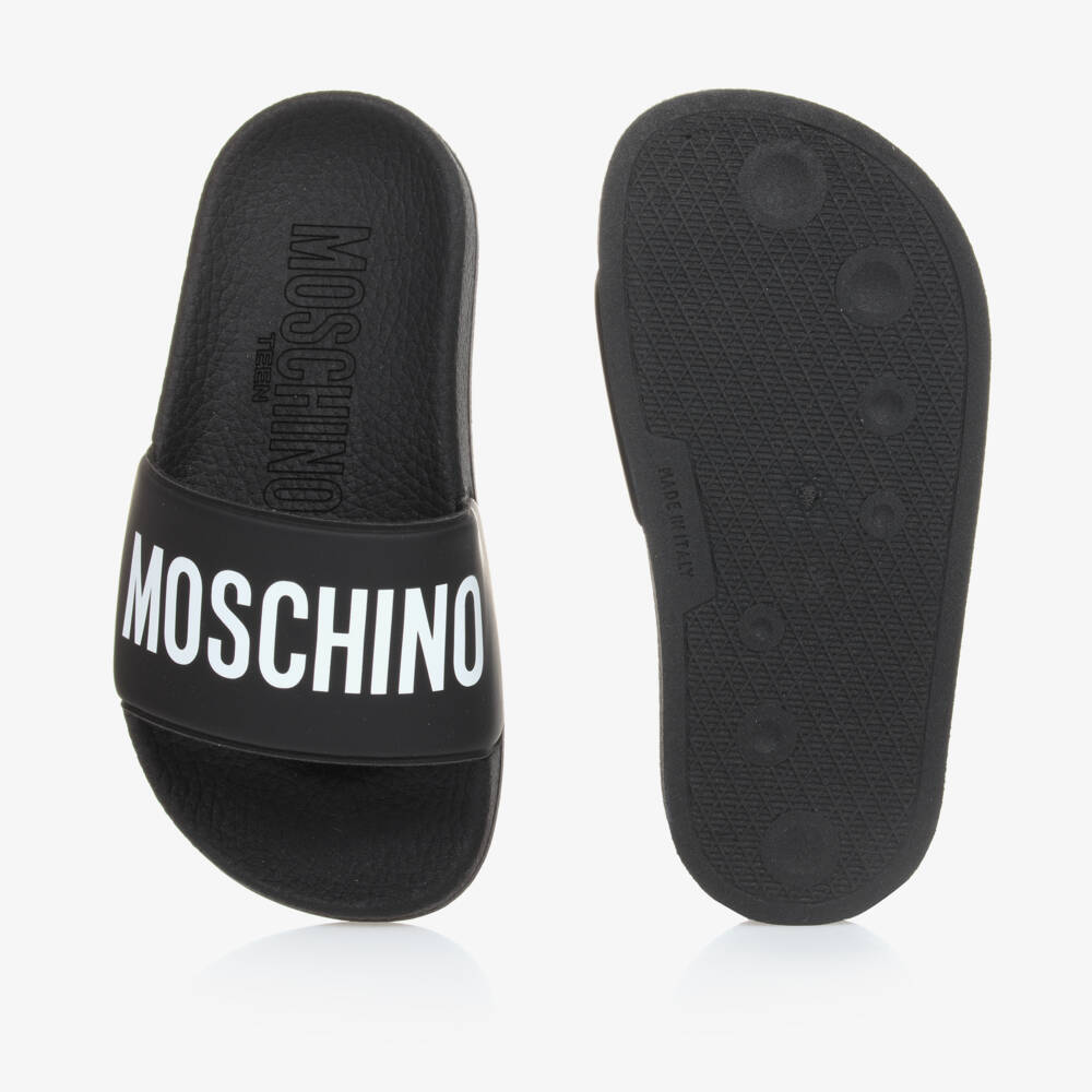 Moschino Кид-Тин-Black & White Sliders | Childrensalon Outlet