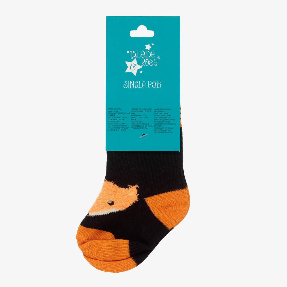 Blade & Rose-Black Cotton Fox Fluffy Socks | Childrensalon Outlet
