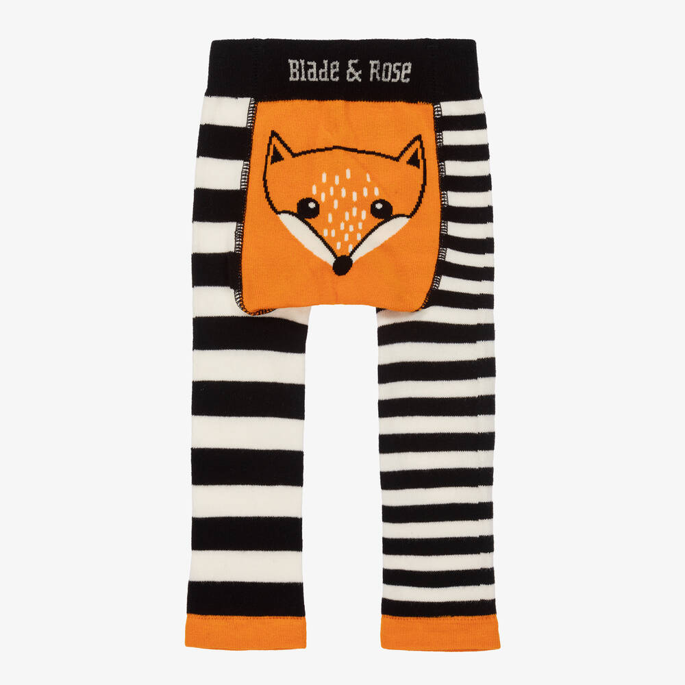 Blade & Rose - Boys Black & White Striped Fox Leggings | Childrensalon