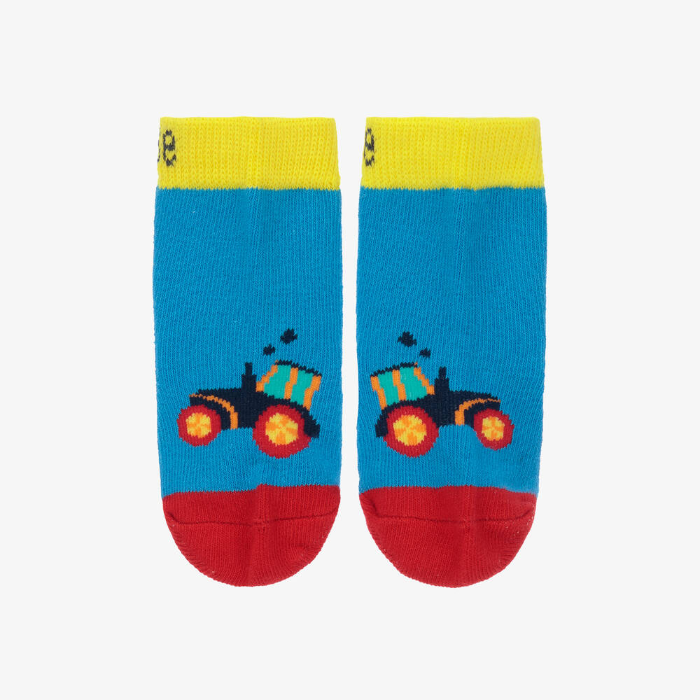 Blade & Rose - Boys Blue Farmyard Tractor Socks | Childrensalon