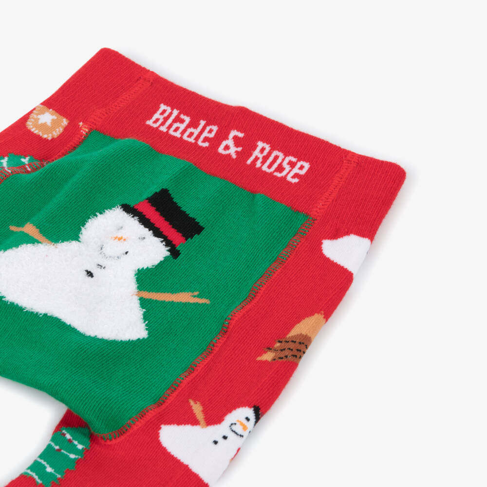 Blade & Rose-Festive Red Snowman Knit Leggings | Childrensalon Outlet