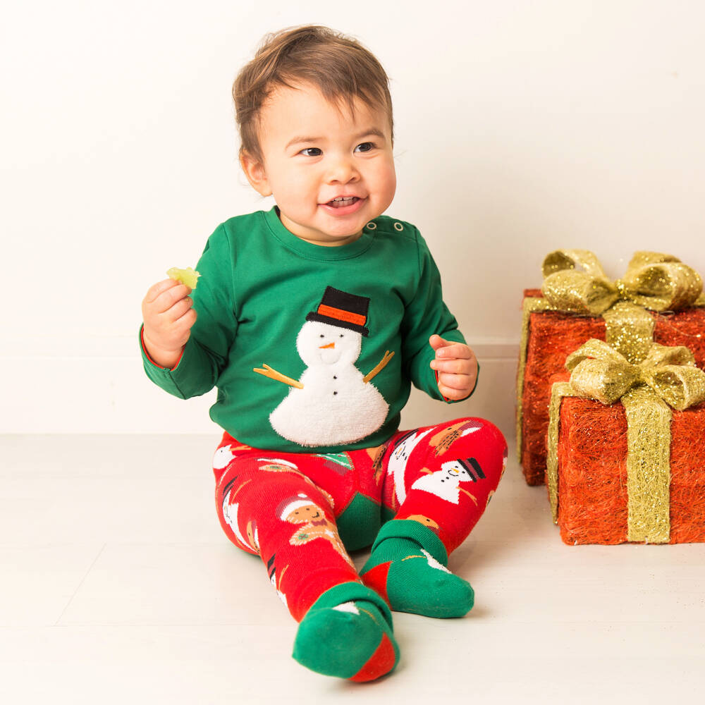 Blade & Rose-Festive Red Snowman Knit Leggings | Childrensalon Outlet