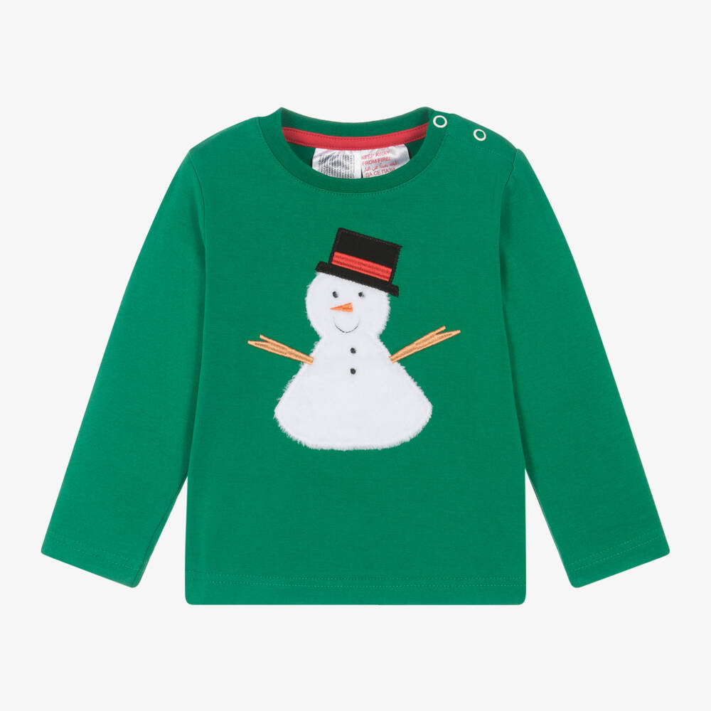 Blade & Rose-Festive Snowman Green Cotton Tee | Childrensalon Outlet
