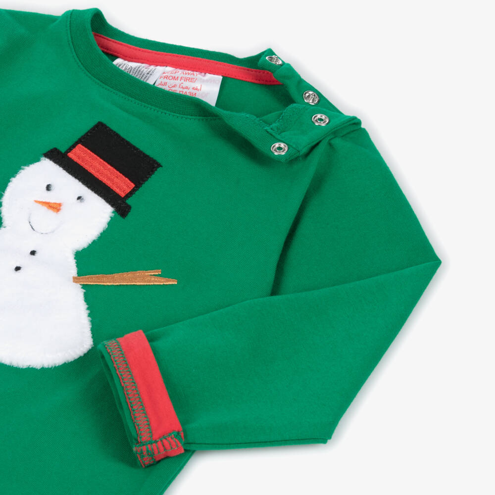 Blade & Rose-Festive Snowman Green Cotton Tee | Childrensalon Outlet