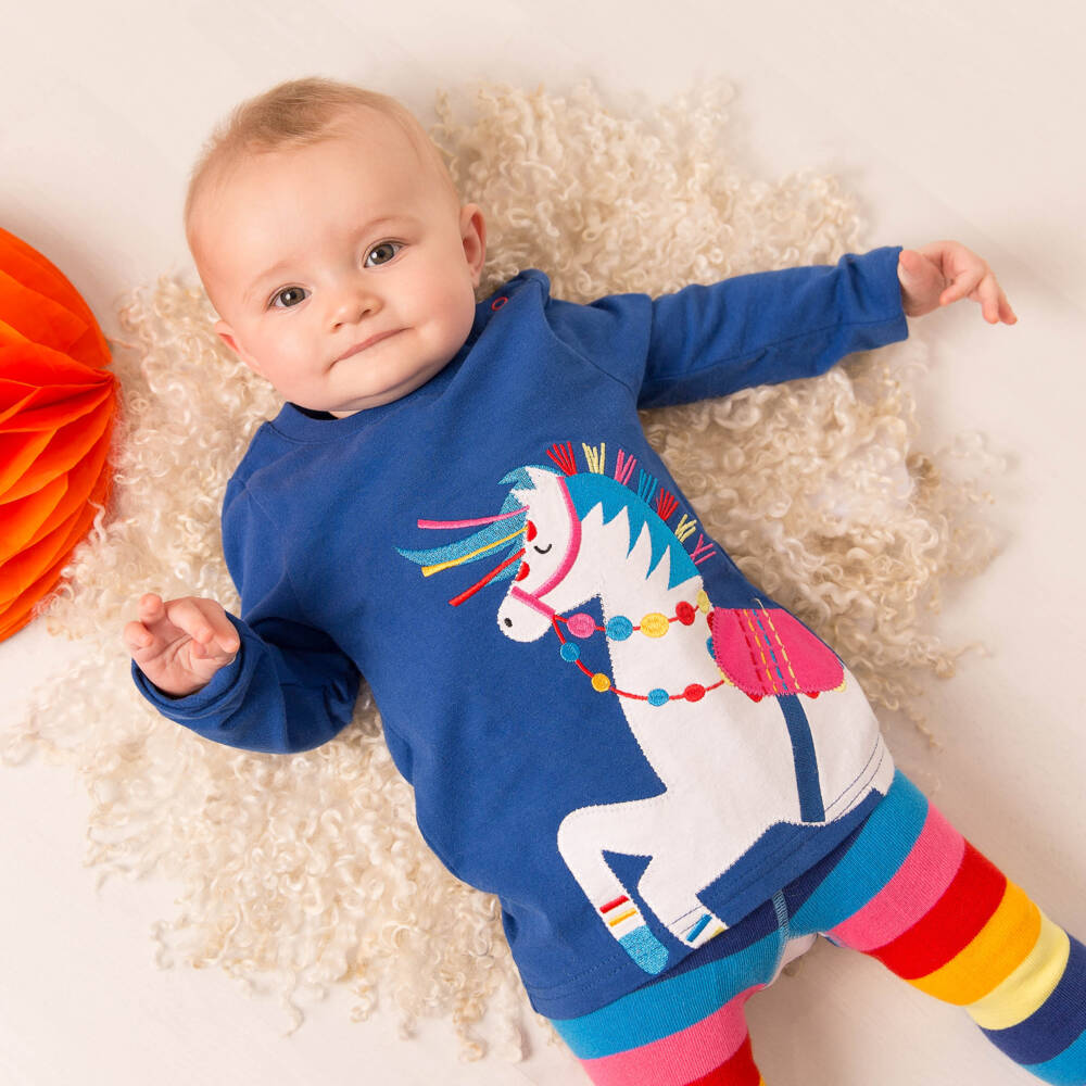 Blade & Rose-Girls Blue Cotton Horse Top | Childrensalon Outlet
