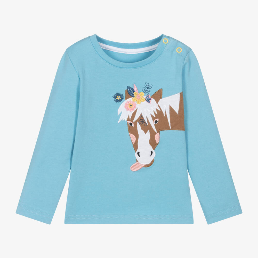 Blade & Rose-Girls Blue Cotton Horse Top | Childrensalon Outlet