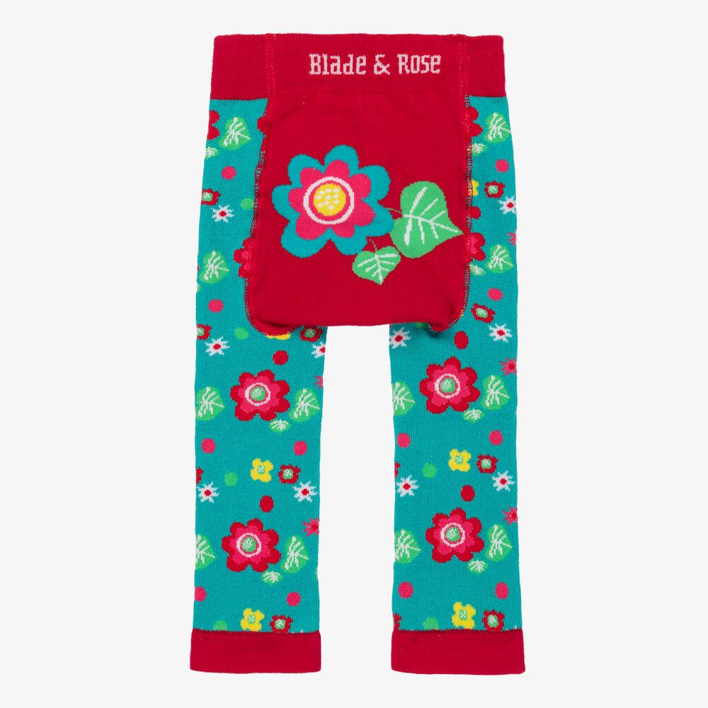 Girls Blue Floral Garden Leggings