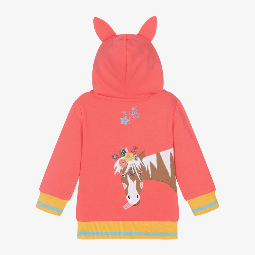 Blade & Rose-Girls Coral Floral Horse Hoodie | Childrensalon Outlet