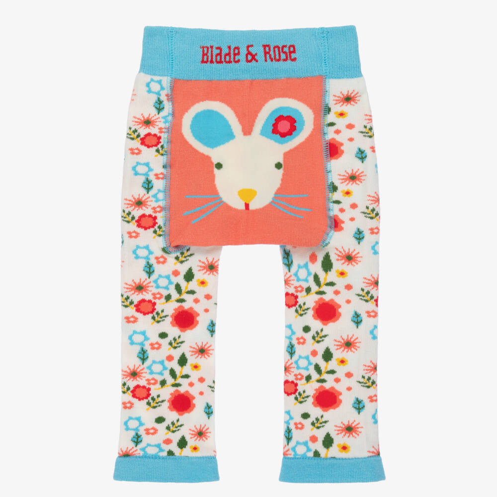 Blade & Rose-Girls Ivory Mouse Floral Leggings | Childrensalon Outlet