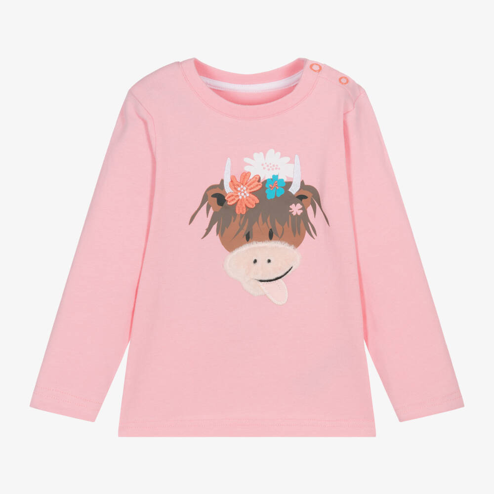 Blade & Rose-Girls Pink Cotton Bonnie Highland Cow Top | Childrensalon Outlet
