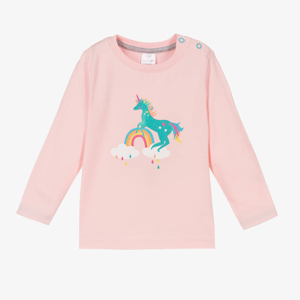 Blade & Rose - Girls Pink Cotton Sparkly Unicorn Top | Childrensalon