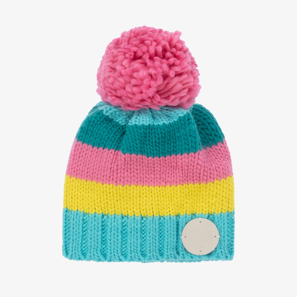 Blade & Rose-Girls Pink Striped Bobble Hat | Childrensalon Outlet