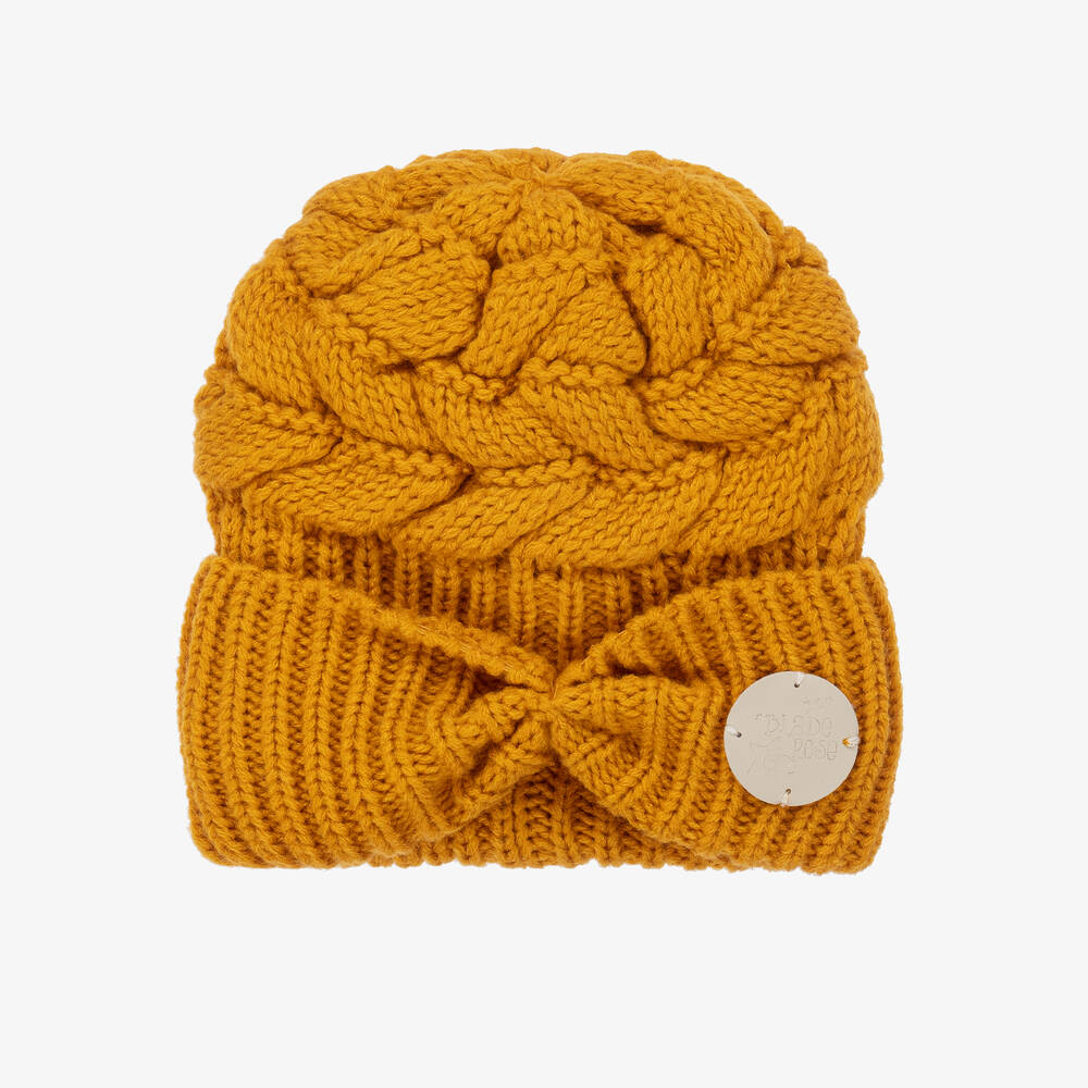 Blade & Rose - Girls Yellow Knitted Bow Hat | Childrensalon