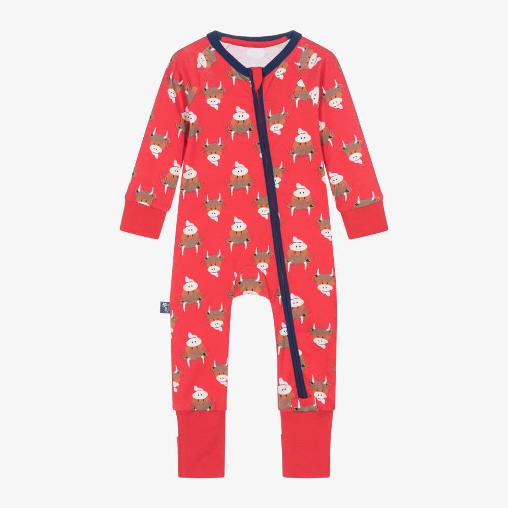 Blade & Rose-Red Cotton Highland Cow Playsuit | Childrensalon Outlet