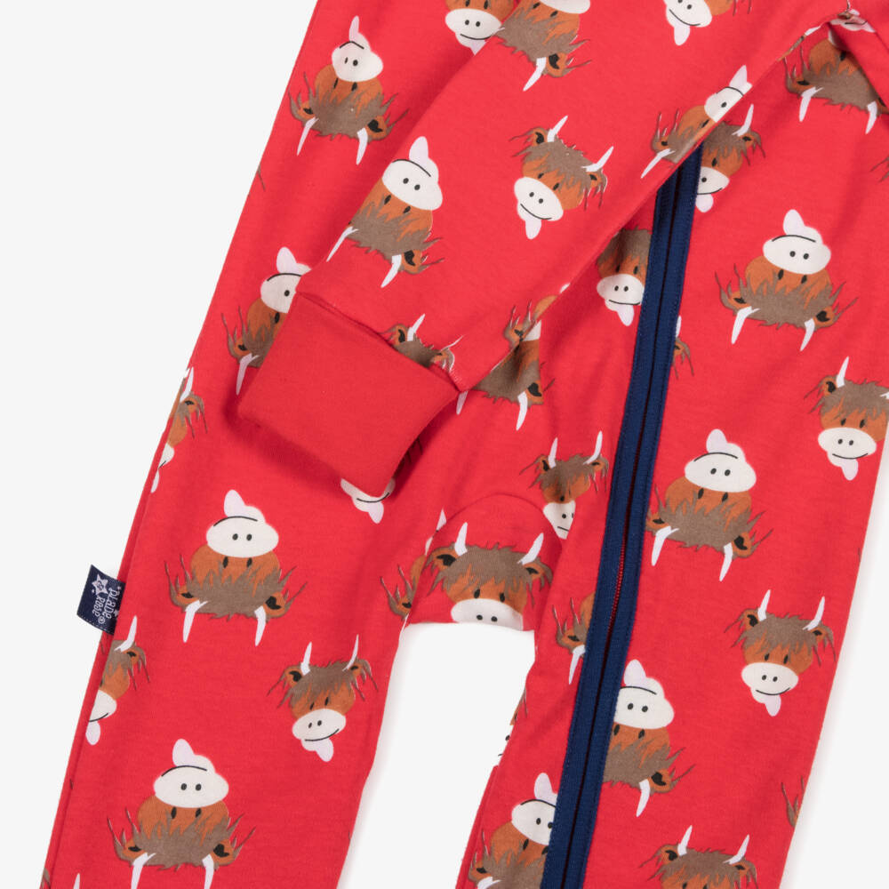 Blade & Rose-Red Cotton Highland Cow Playsuit | Childrensalon Outlet