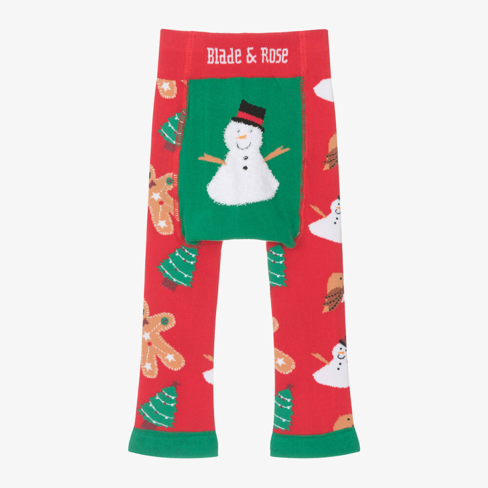 Blade & Rose-Red & Green Festive Snowman Cotton Leggings | Childrensalon Outlet
