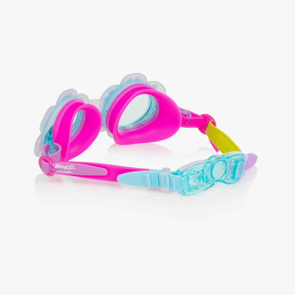 Bling2o-نظارات سباحة زرقاء مزينة بالورود للبنات | Childrensalon Outlet