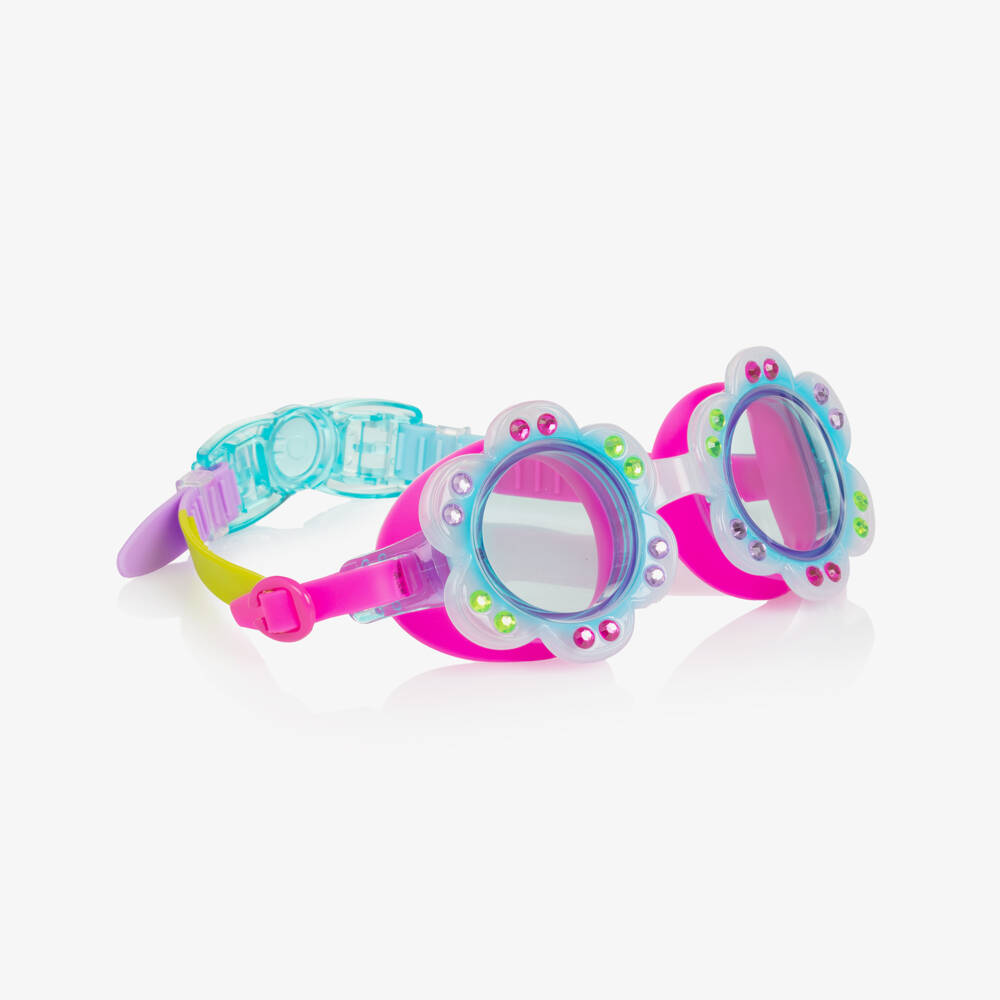 Bling2o-نظارات سباحة زرقاء مزينة بالورود للبنات | Childrensalon Outlet