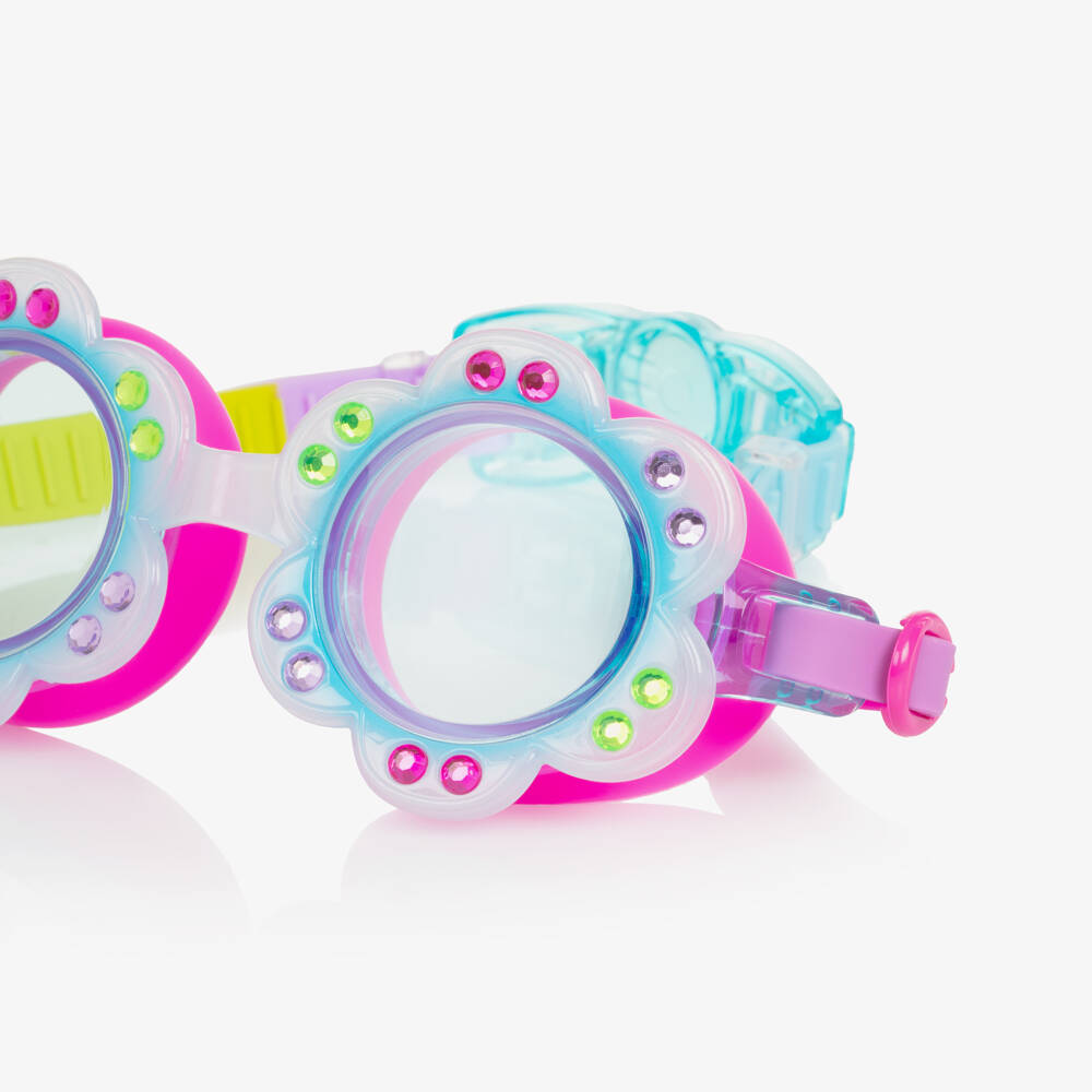 Bling2o-نظارات سباحة زرقاء مزينة بالورود للبنات | Childrensalon Outlet