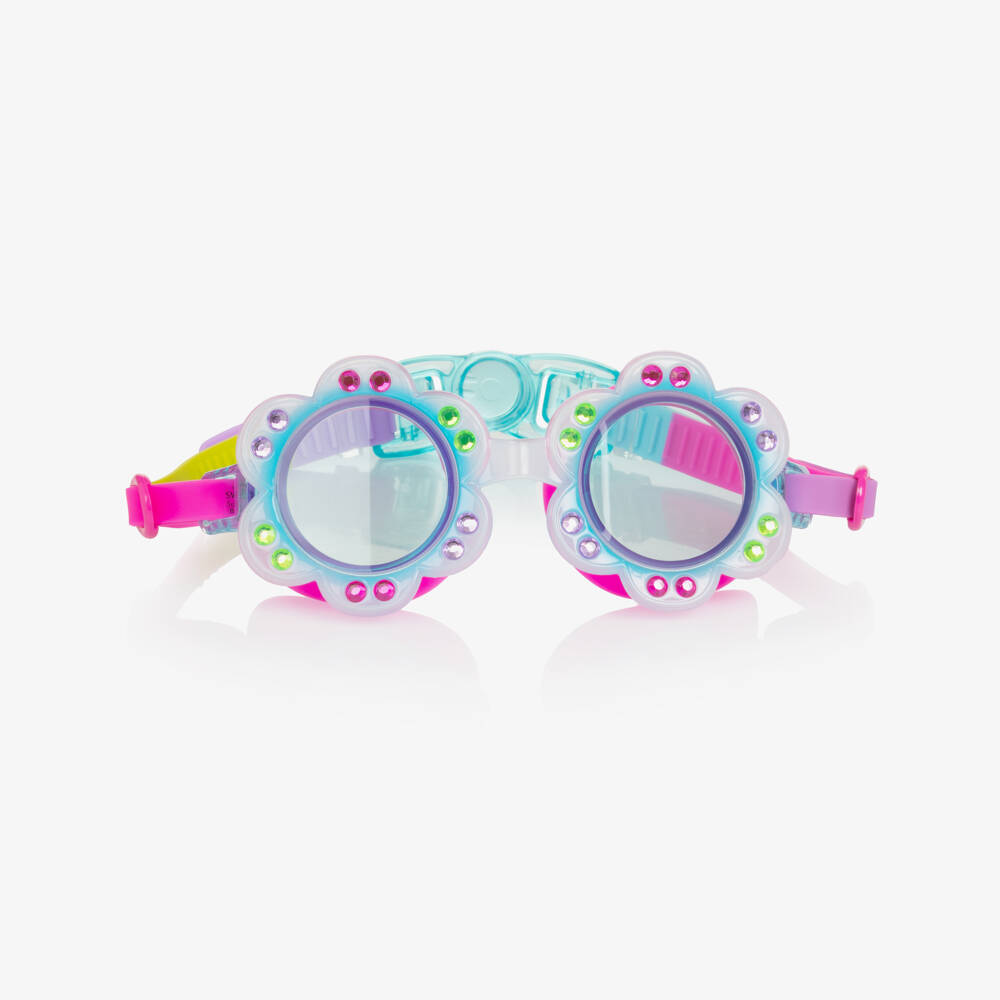 Bling2o-نظارات سباحة زرقاء مزينة بالورود للبنات | Childrensalon Outlet