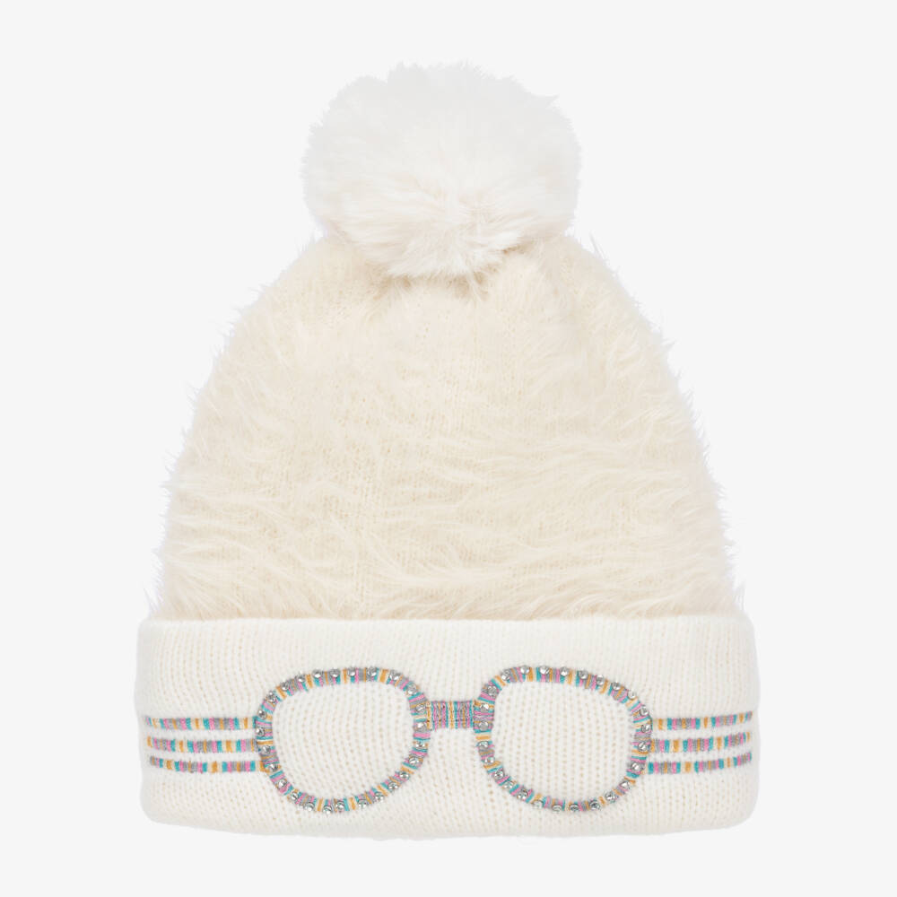 Bling2o-Girls Ivory Wool Pom-Pom Hat | Childrensalon Outlet