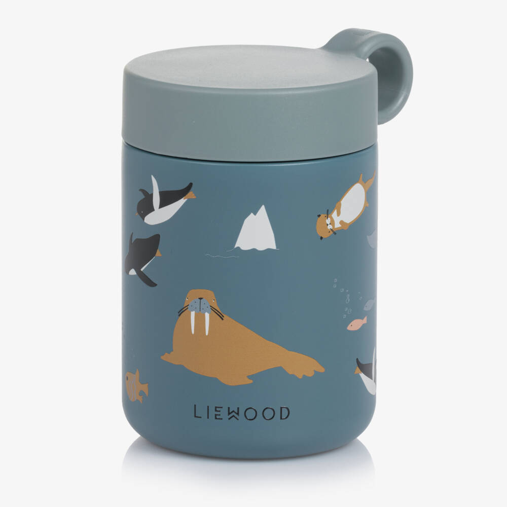 Liewood-Blue Arctic Animal Print Food Jar (11cm) | Childrensalon Outlet