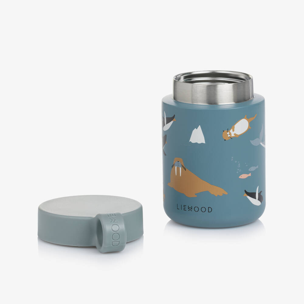 Liewood-Blue Arctic Animal Print Food Jar (11cm) | Childrensalon Outlet