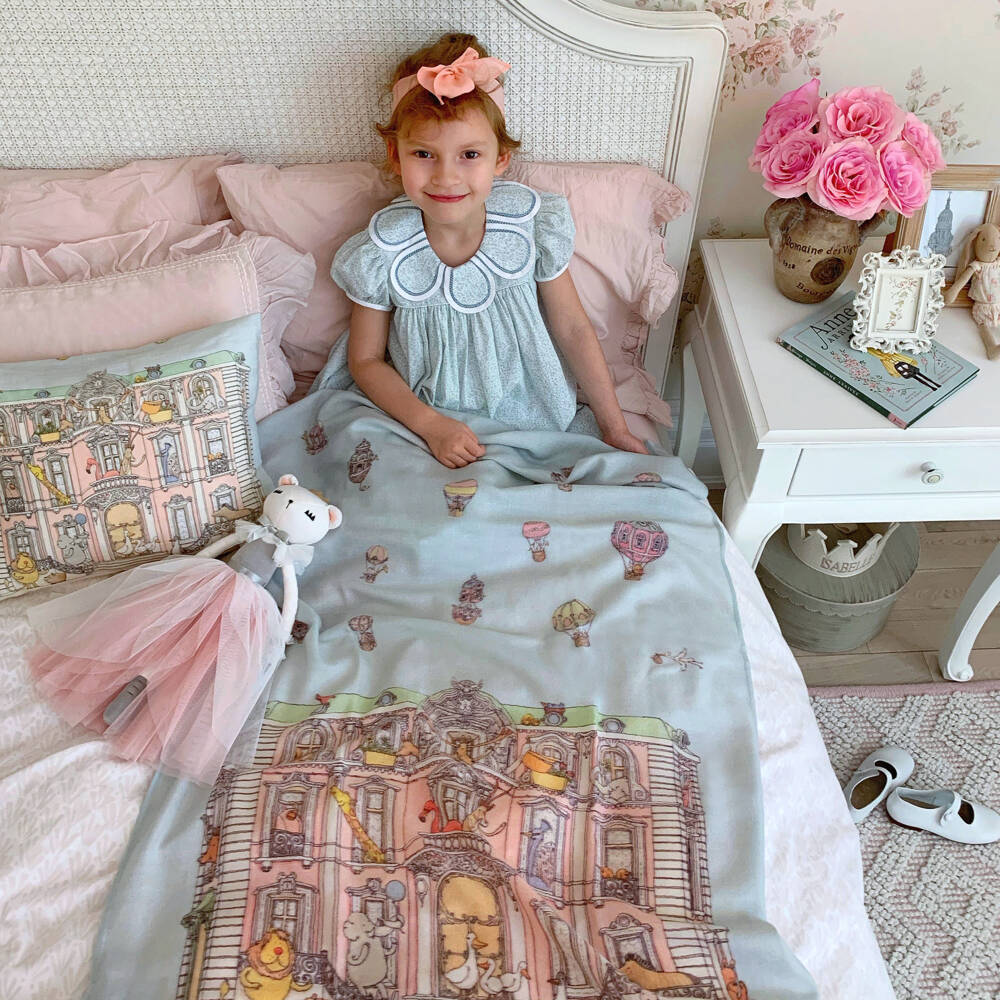 Atelier Choux Paris-Blue Cashmere Blanket (120cm) | Childrensalon Outlet