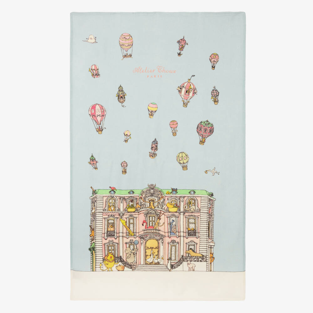 Atelier Choux Paris-Blue Cashmere Blanket (120cm) | Childrensalon Outlet