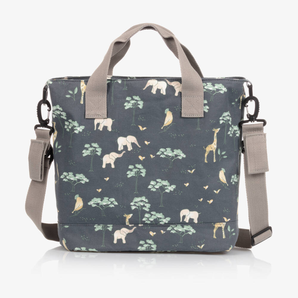 Pasito a Pasito-Blue Cotton Animal Print Changing Bag (40cm) | Childrensalon Outlet