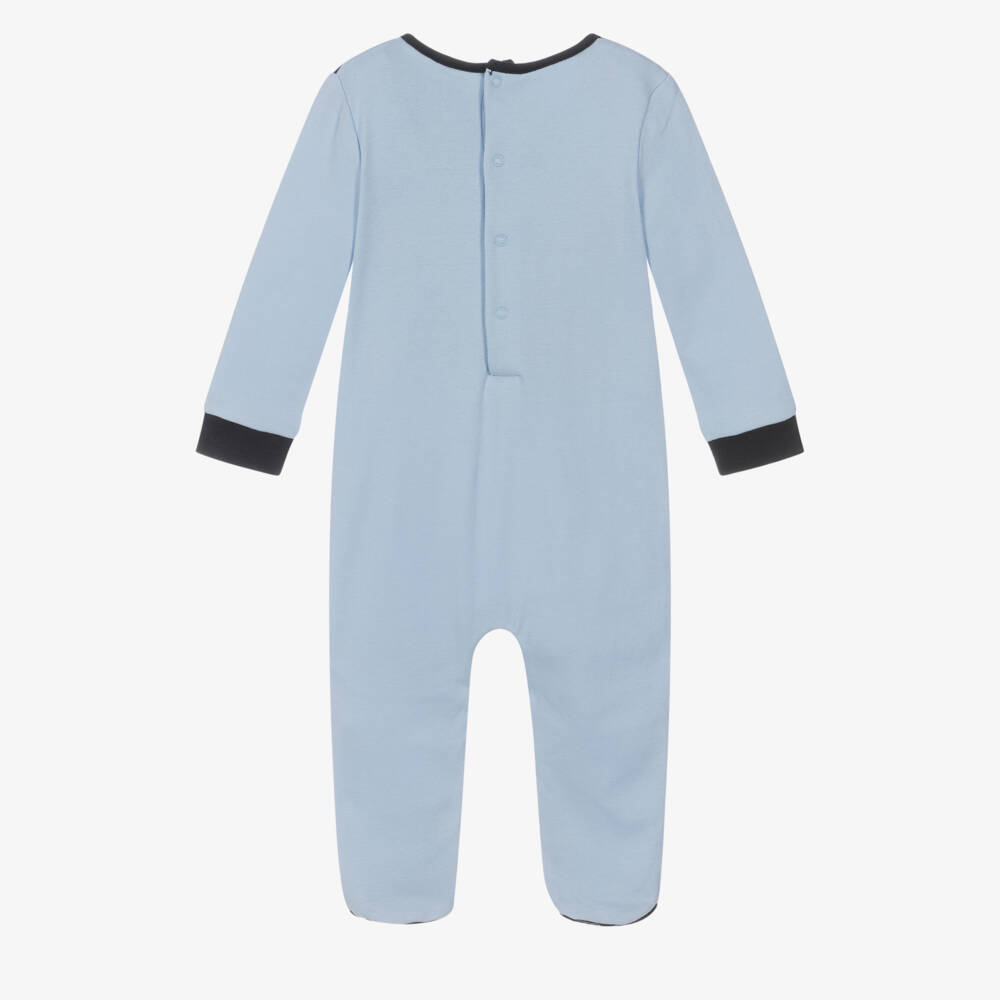 Guess-Blue Cotton Babygrow with Embroidered Triangle | Childrensalon Outlet