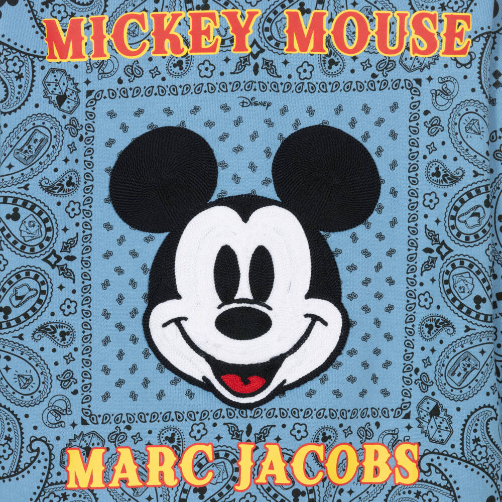 MARC JACOBS-Blue Cotton Bandana Zip-Up Hoodie with Mickey Mouse | Childrensalon Outlet