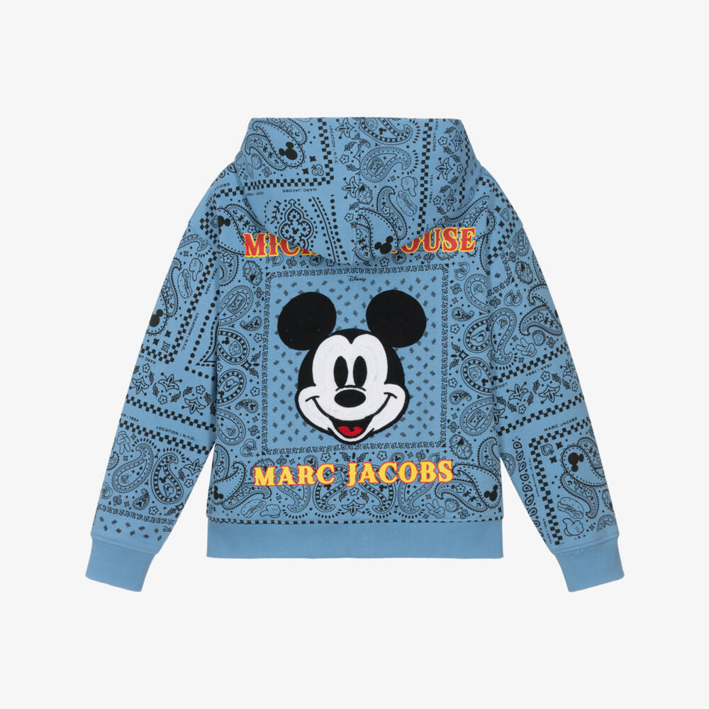 MARC JACOBS-Blue Cotton Bandana Zip-Up Hoodie with Mickey Mouse | Childrensalon Outlet