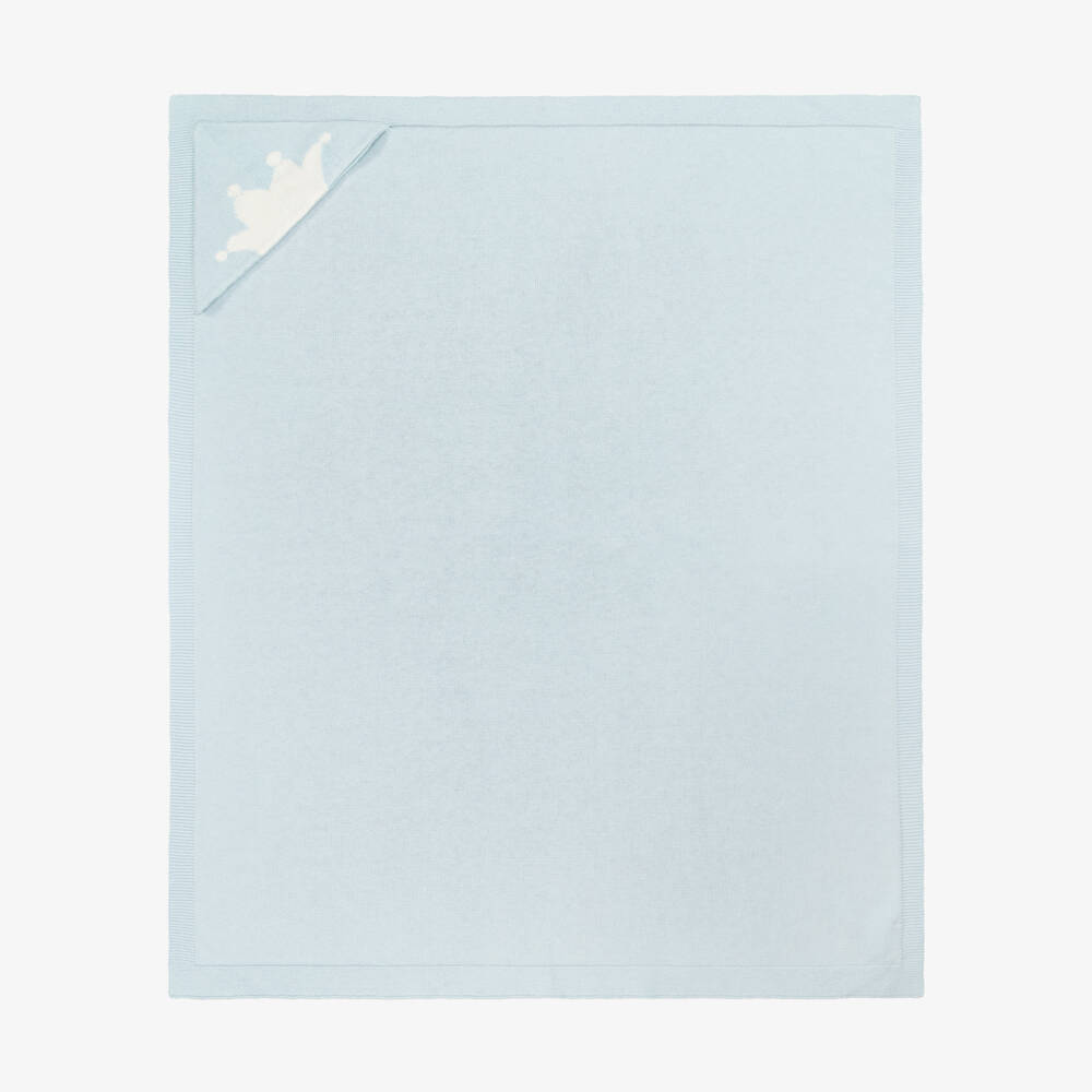 Marie-Chantal-Blue Cotton & Cashmere Hooded Blanket (95cm) | Childrensalon Outlet